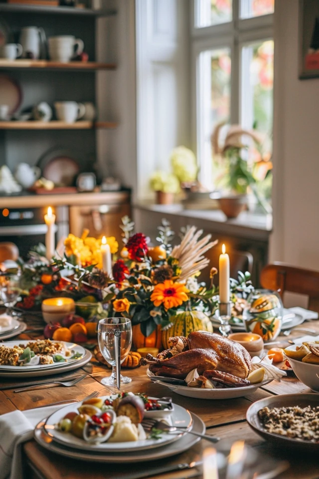 Fall Flowers and Gourds Centerpiece