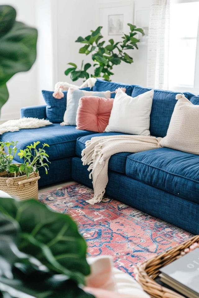 Chic Navy Blue Sectional Ideas for Living Rooms