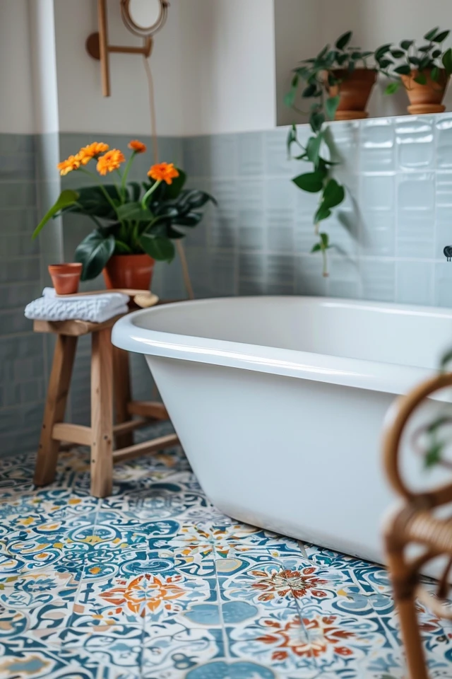 Country Bathroom Floor Tile Inspiration