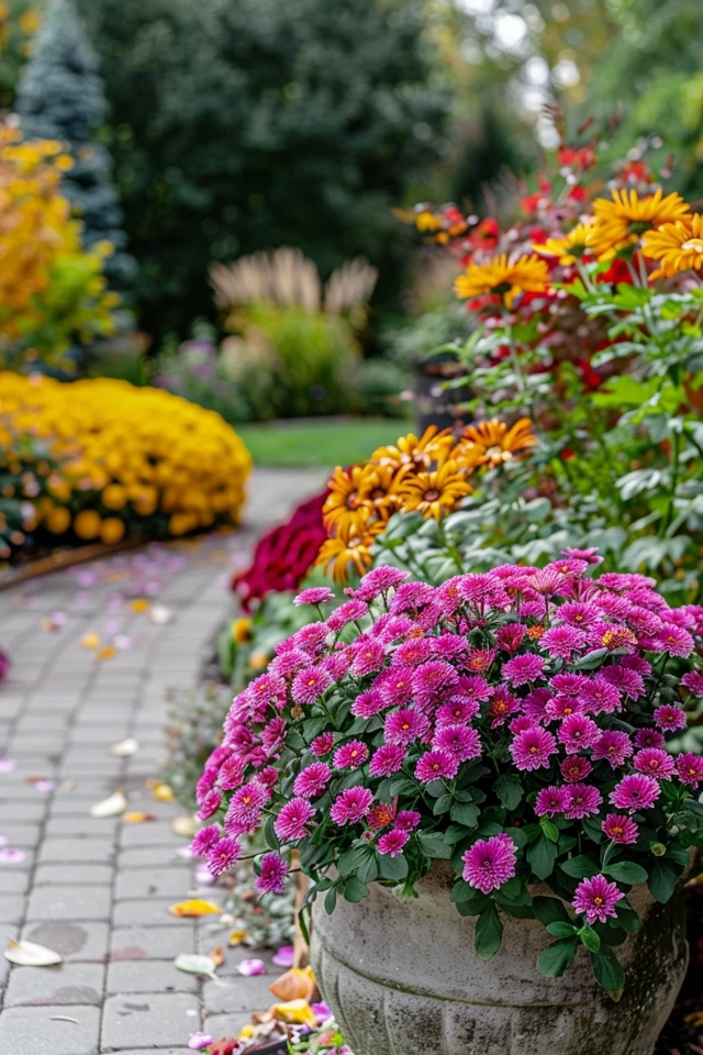 Charming Mums Landscape Ideas for Vibrant Yards