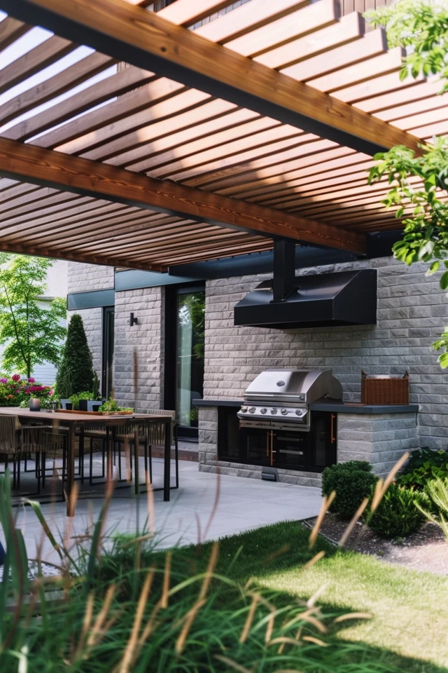 Enhance Your Outdoor Kitchen with a Pergola Shade Screen.