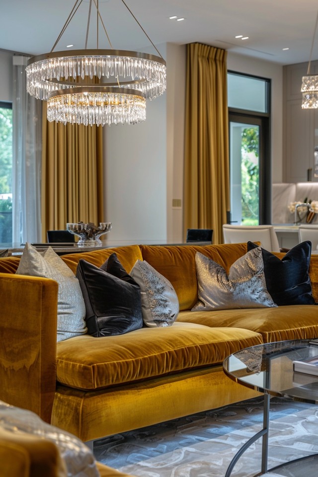 Stylish Glam Living Room with Metallics