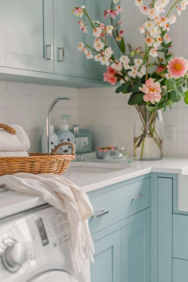 Maintain a Well-Organized Laundry Room with Shelves and Cabinets