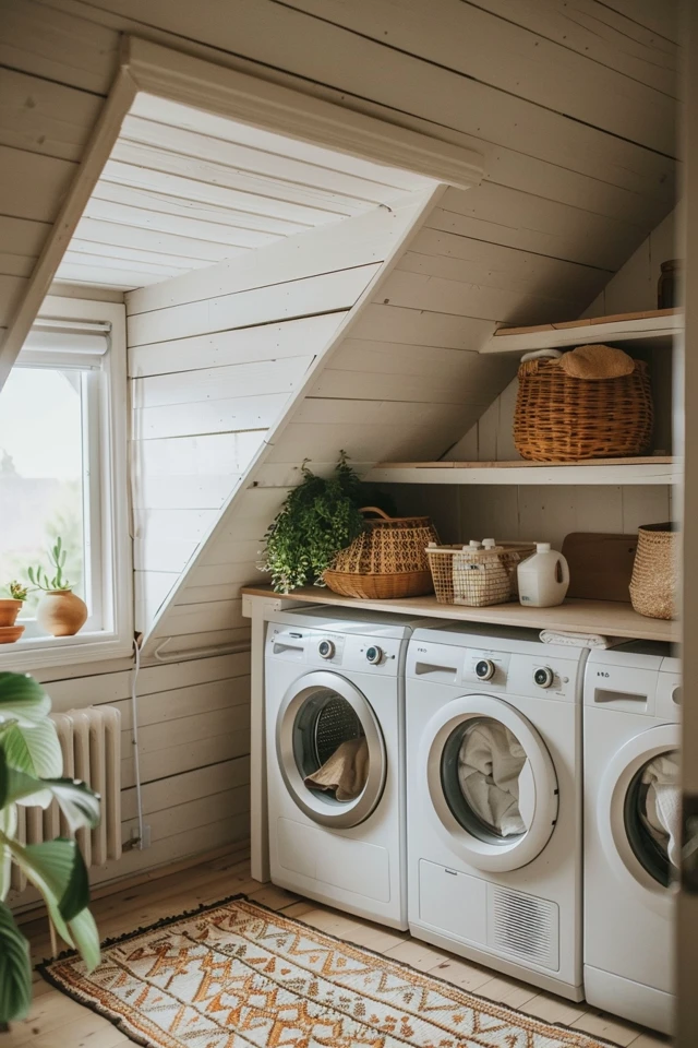 Attic Laundry Room: Efficient and Hidden
