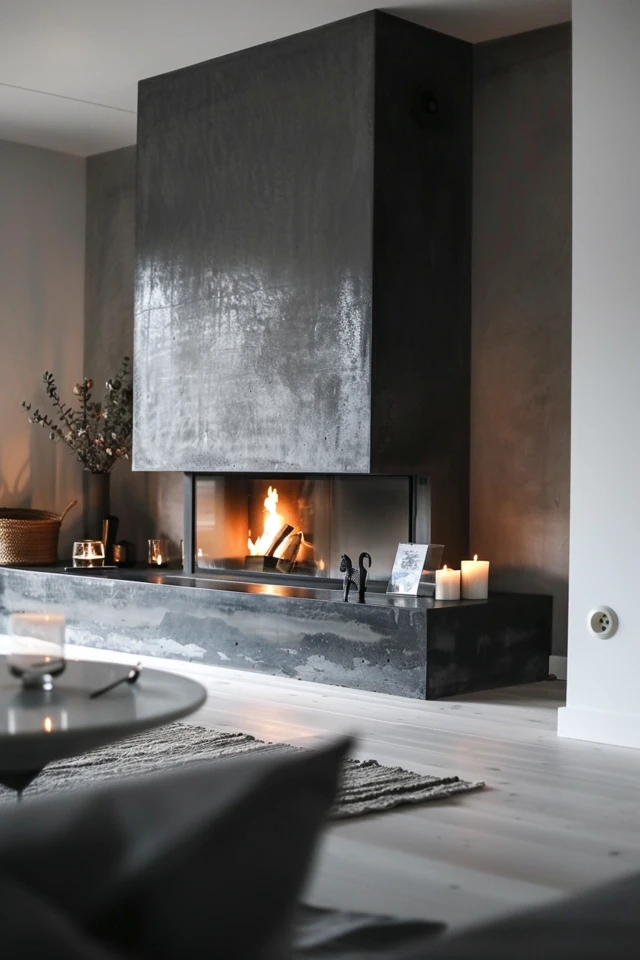 Materials and Surroundings for Minimalist Fireplaces