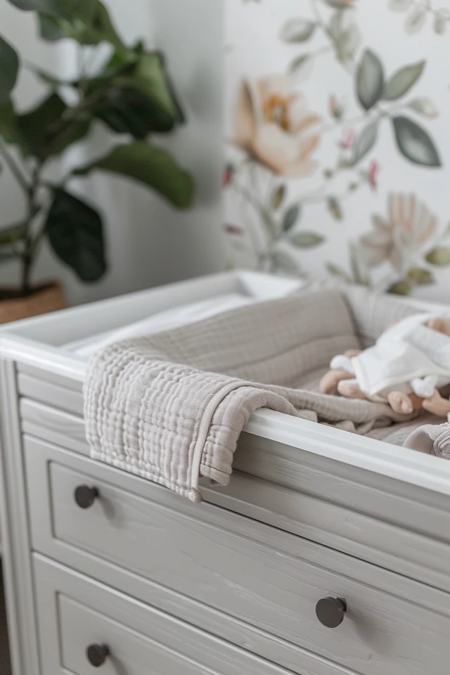 Gray Nursery Bookcase/Changing Table