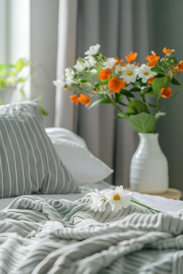 Modern Transitional Grey and Silver Bedroom