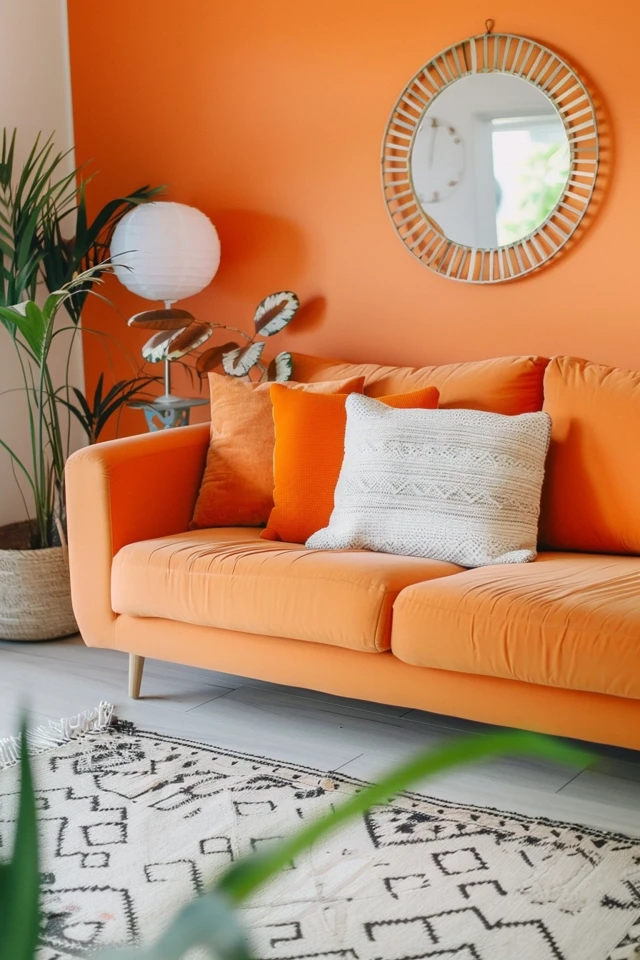 Vibrant Living Room Ideas Orange Theme Inspirations