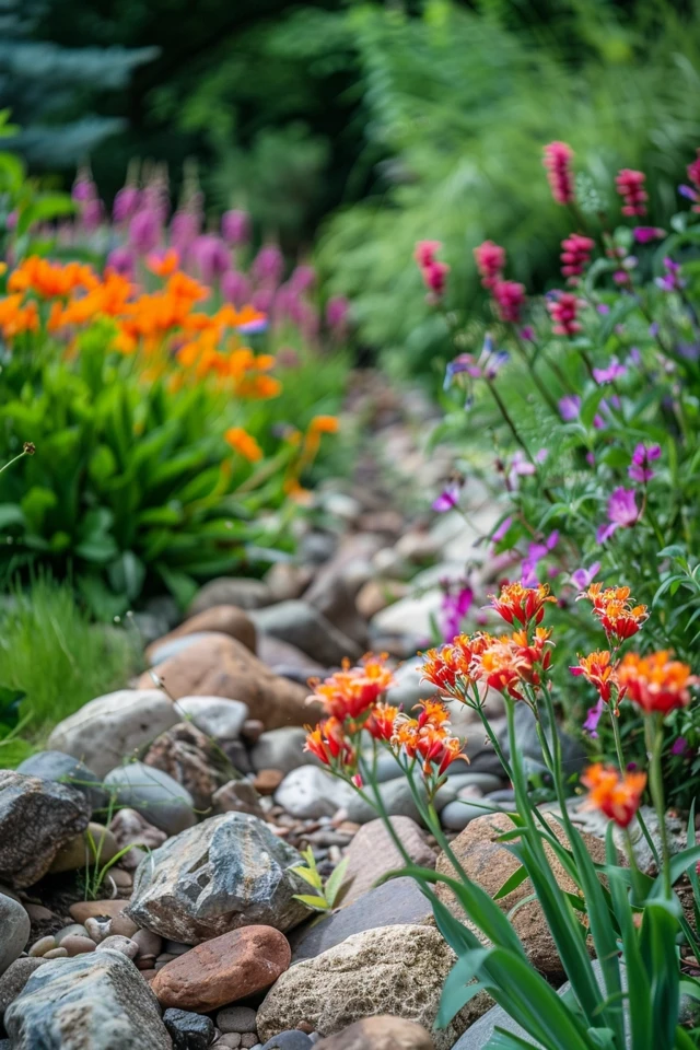 Beautiful Pebble-based Dry Creek Bed Designs