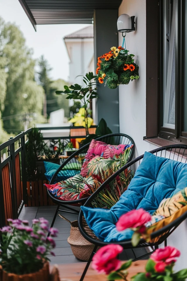 Balcony Decor with Comfortable Lounge Chairs