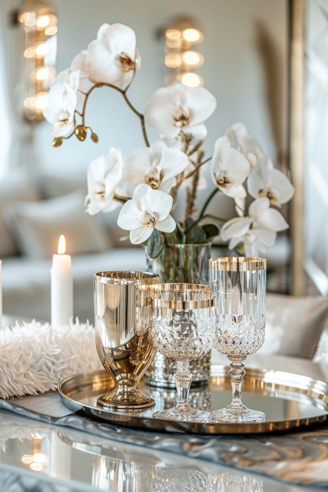 Metallic Accents: Metallic Leather and Tapestry Prints