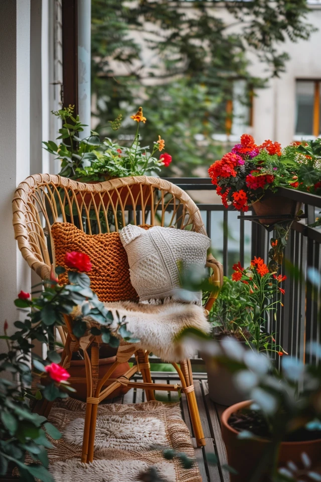 Balcony Decor with Pops of Color