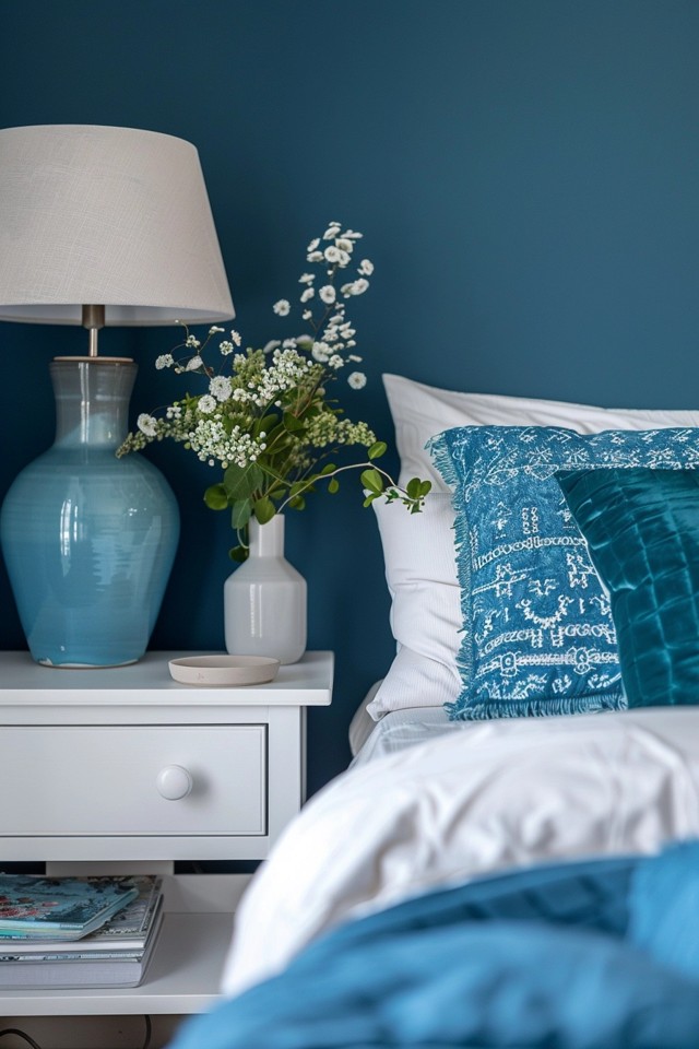 Add depth to your space with varying shades of blue and gray.