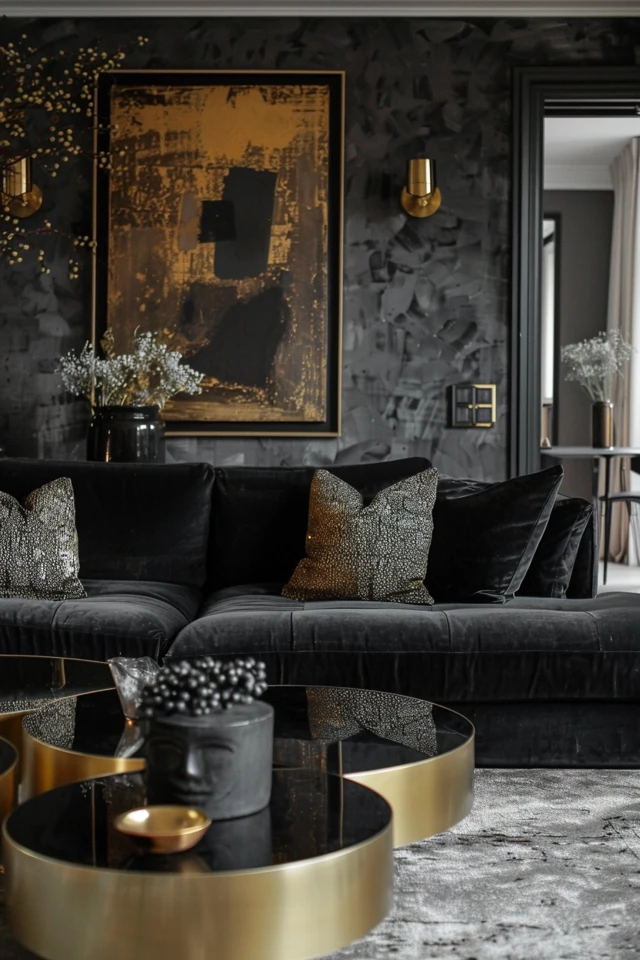 Elegant Grey, Black & Gold Living Room Ideas - photo 2