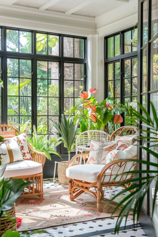 Bright Sunroom Ideas with Sliding Doors Designs