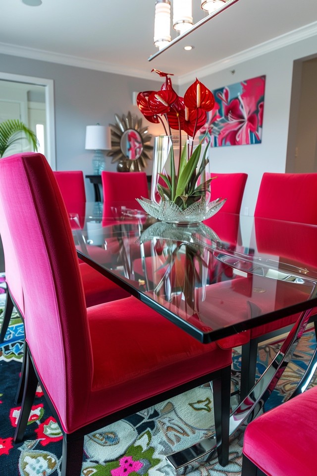Glamorous Dining Room: Mirrored Pieces