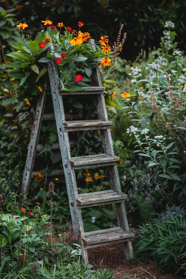 Upcycled Old Ladder Garden Display - photo 2