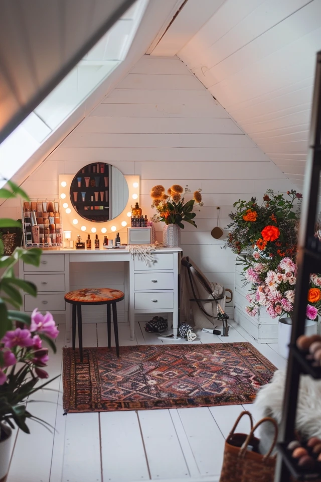 Attic Makeup Room: Glamorous Setup