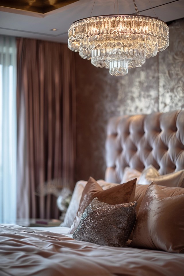 Glamorous Bedroom: Crystal Chandeliers
