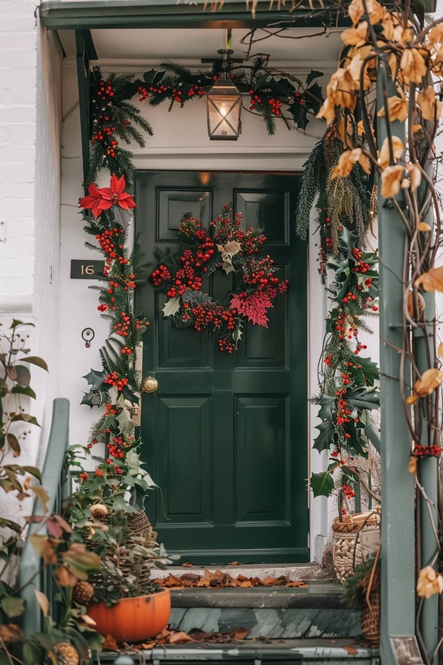 Festive Front Door Christmas Garland Ideas