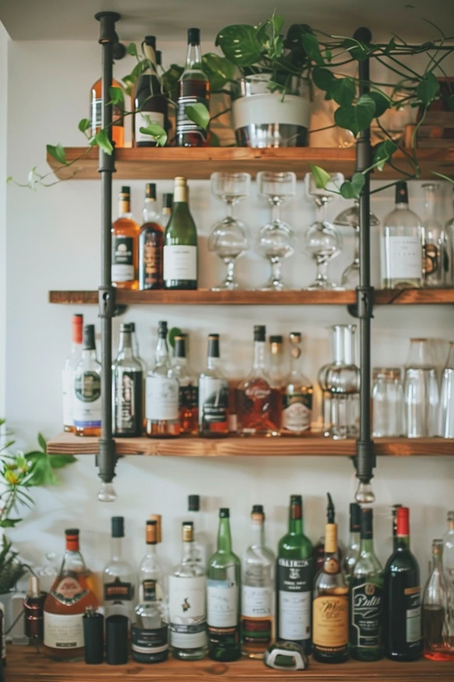 Metal Pipe and Wood Shelves