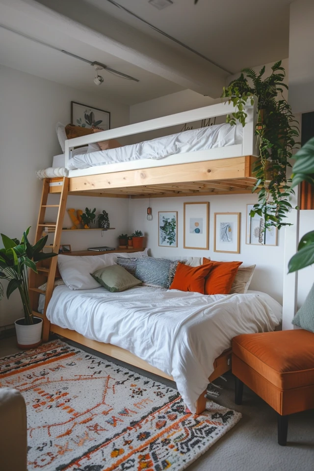 Girls Room Low Ceiling Loft Bed Idea