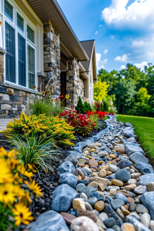 Plant Flowers and Trees and Decorate with Stones