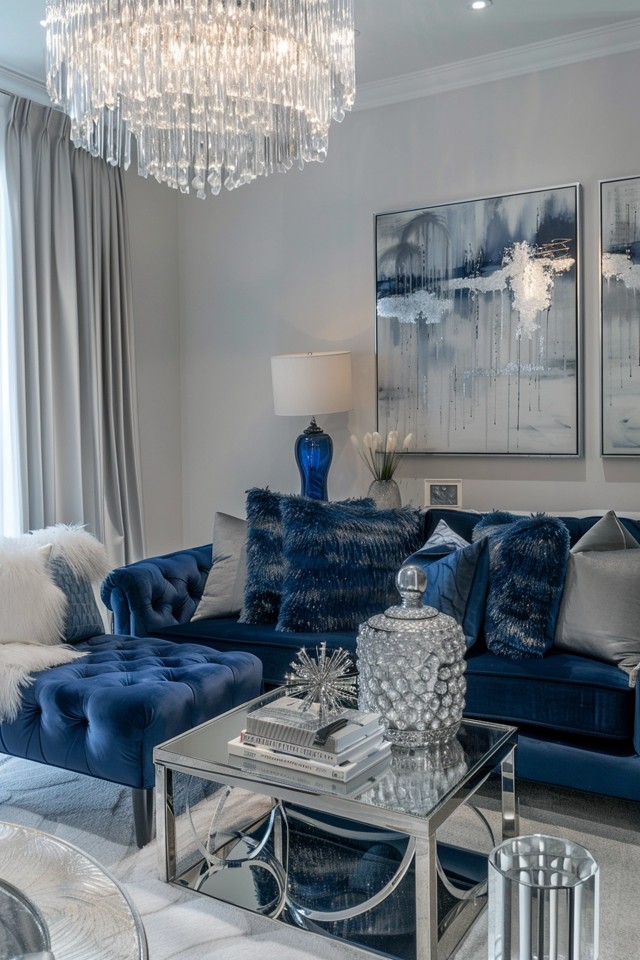 Incorporating Metallic Velvet Curved Sofa