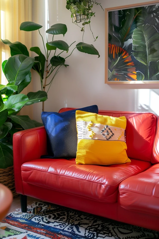 Incorporating a Red Leather Sofa into Your Living Room Design.