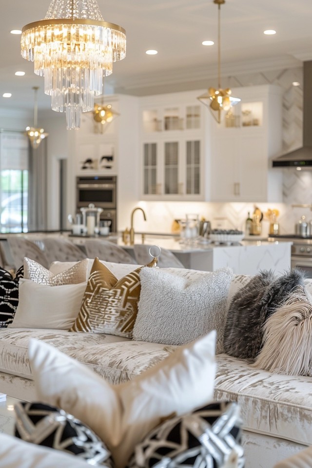 Glamorous Living Room: Crystal Chandeliers