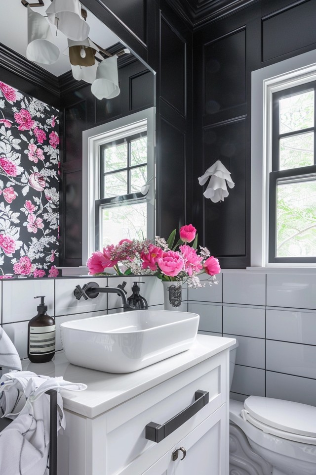 Timeless Black and White Powder Room Ideas