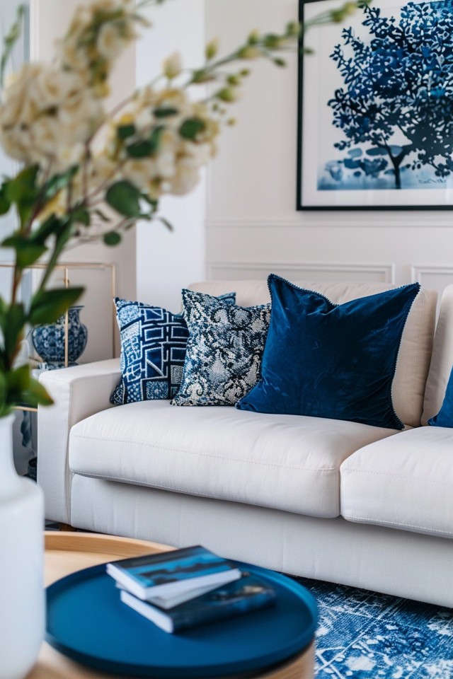 Chic Navy Blue and White Living Room Decor Tips