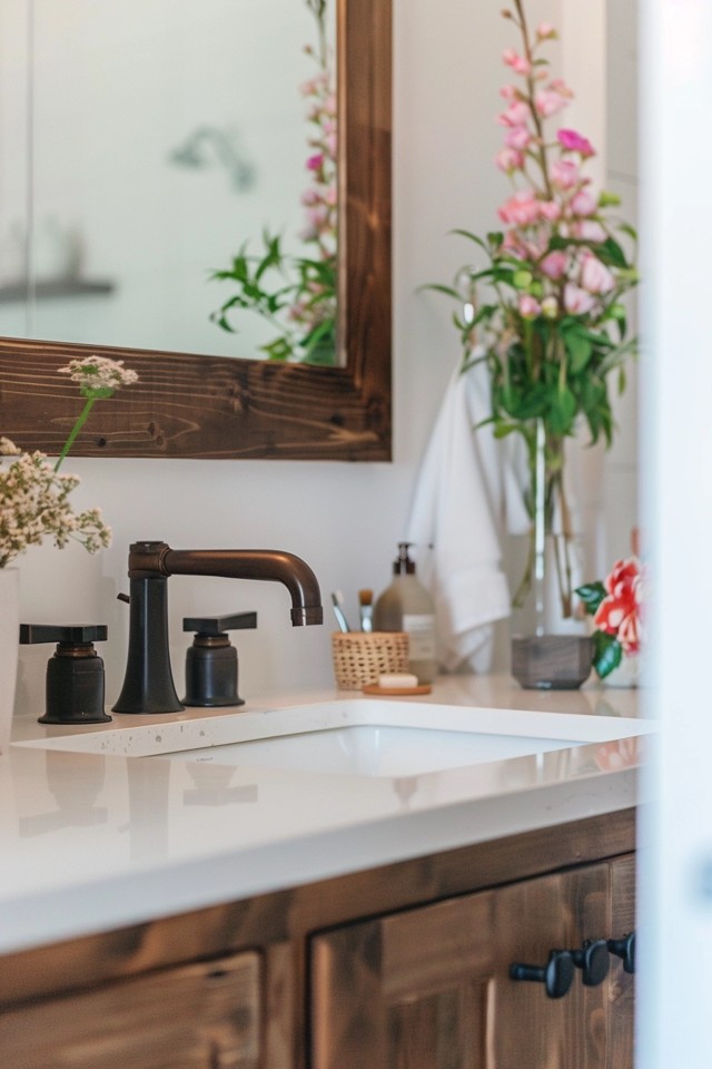 Farmhouse Bathroom Decor and Finishes