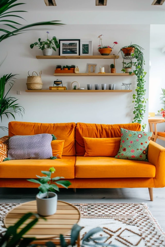 Vibrant Living Room Ideas Orange Theme Inspirations