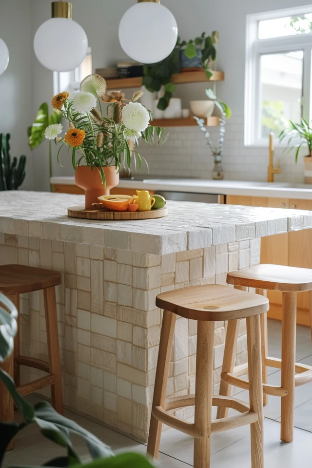 Brightening Up with Kitchen Island Tile Ideas
