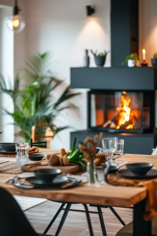 Rustic Dining Room Fireplace Inspiration - photo 2