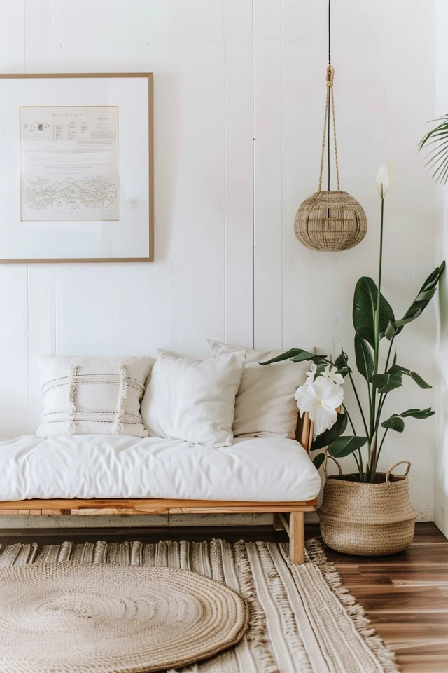 White Wallpaper Accent Wall