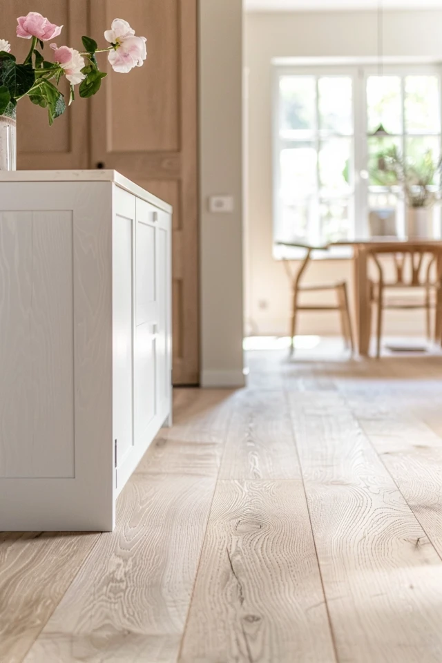 Chic Flooring to Match White Cabinets in Kitchens