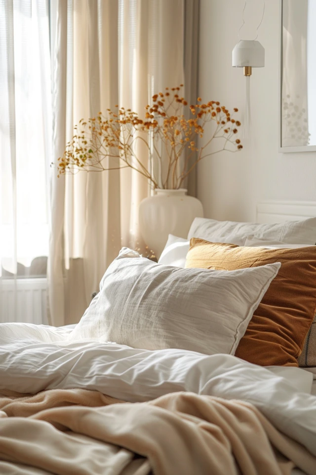 Beige and Teal Bedroom Design