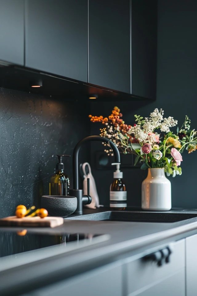 Stunning Black Countertop Backsplash Ideas
