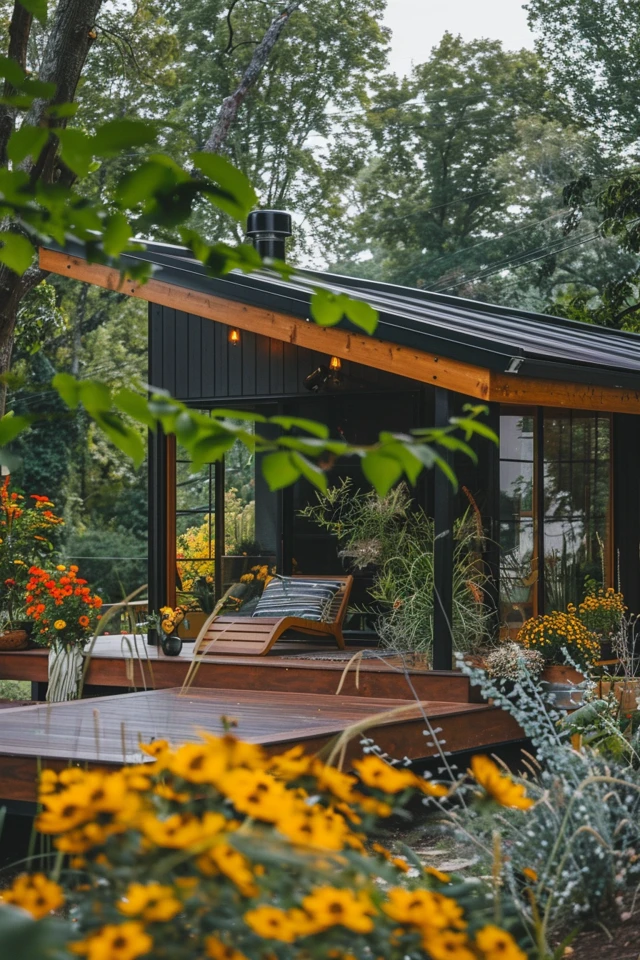 Wooden Pergola and Cozy Seating Area