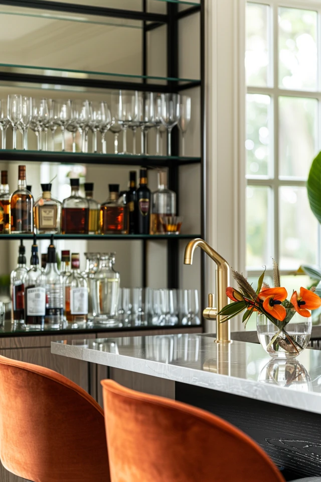 Petite and Practical Bar Shelving