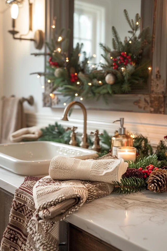 Enhance Your Christmas Bathroom with Gray and White Tiles