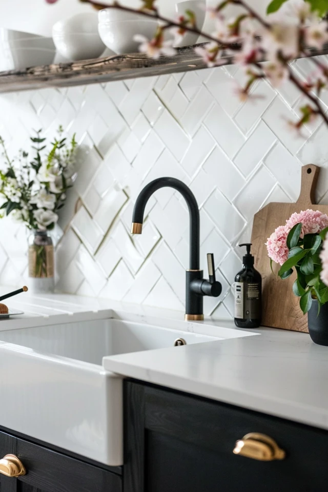 Chic Black and White Kitchen Backsplash Ideas