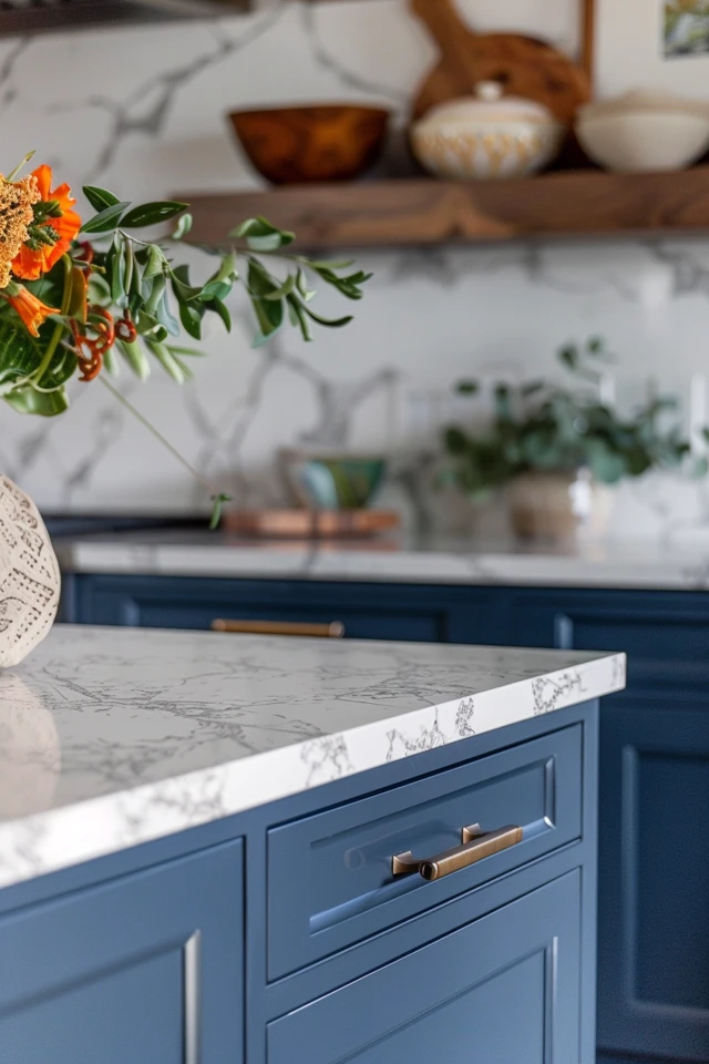Granite Countertops with Backsplash in Traditional Kitchen