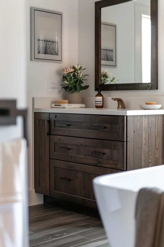 Styling Tips for Dark Wood Floor Bathrooms
