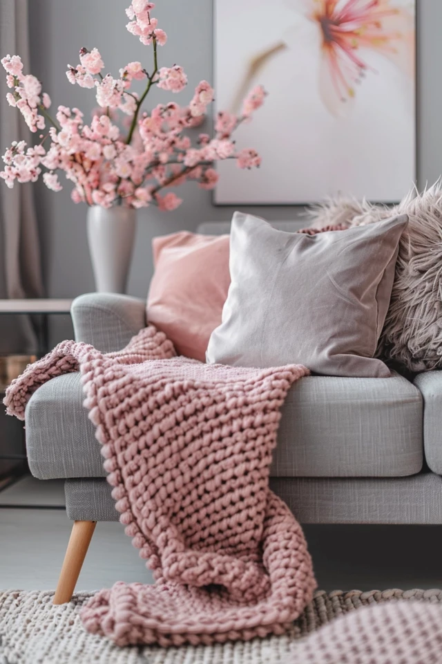 Stylish Pink and Gray Living Room Ideas.