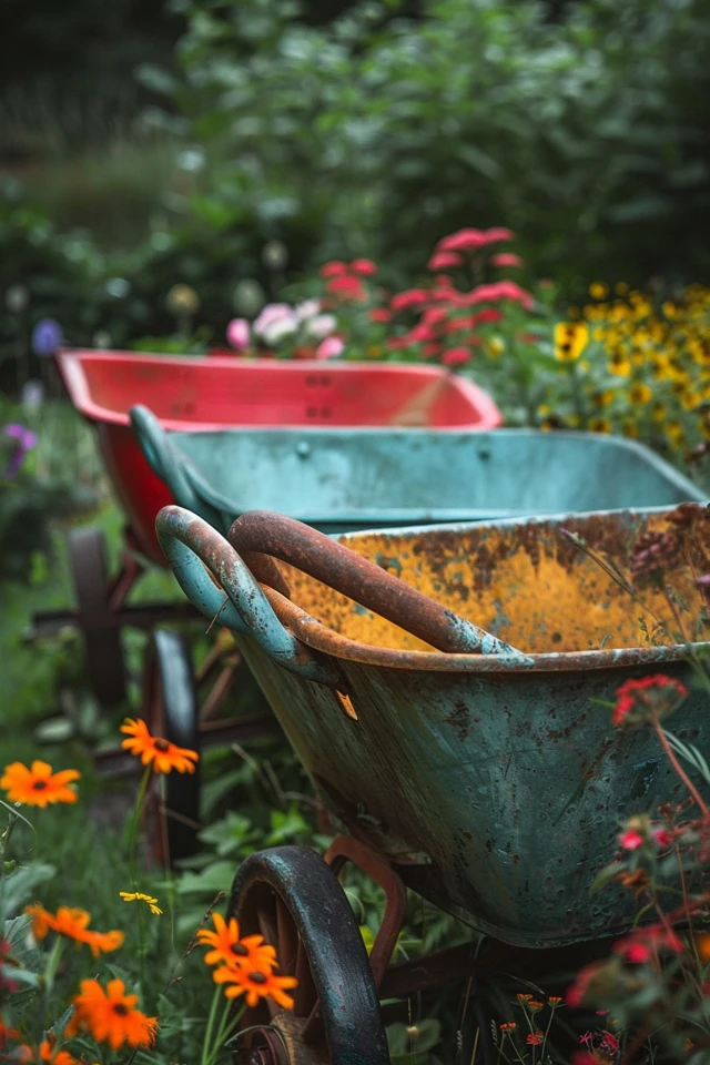 Functional Uses for Old Wheelbarrows in Gardens