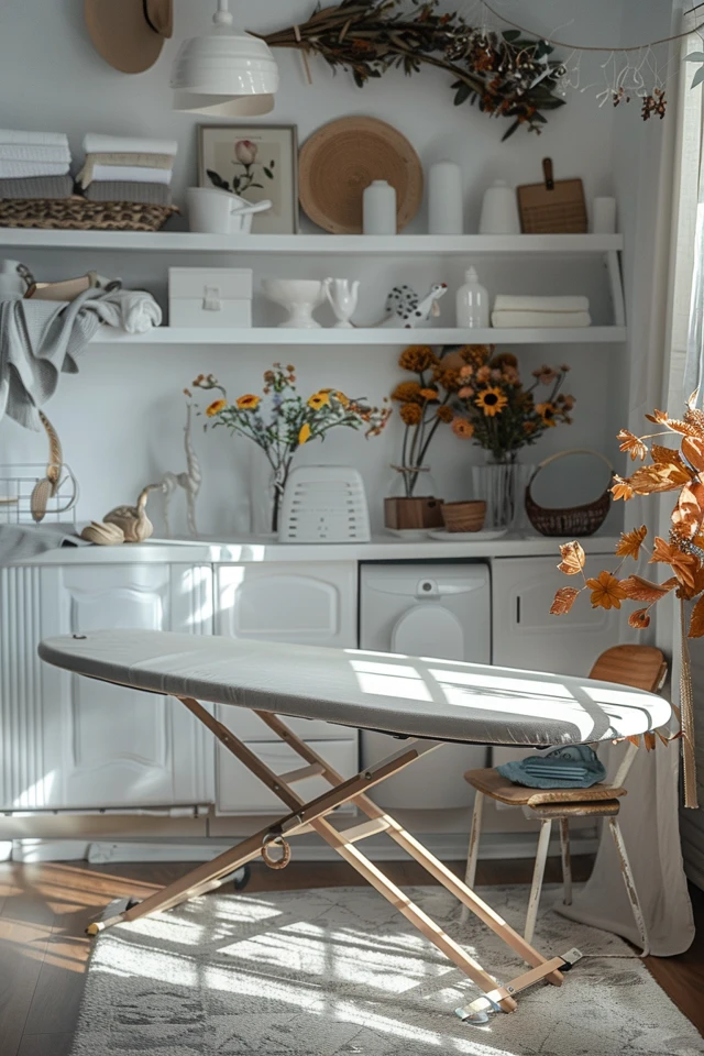 Roll-out Compact Ironing Board Storage Cart