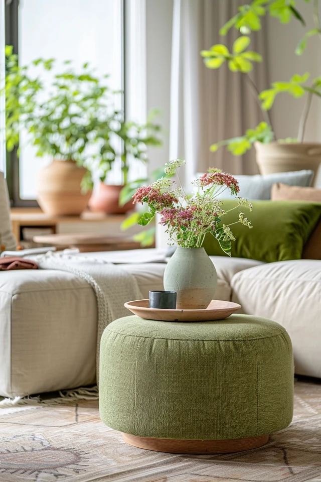 Refreshing Living Room Ideas with Ottoman